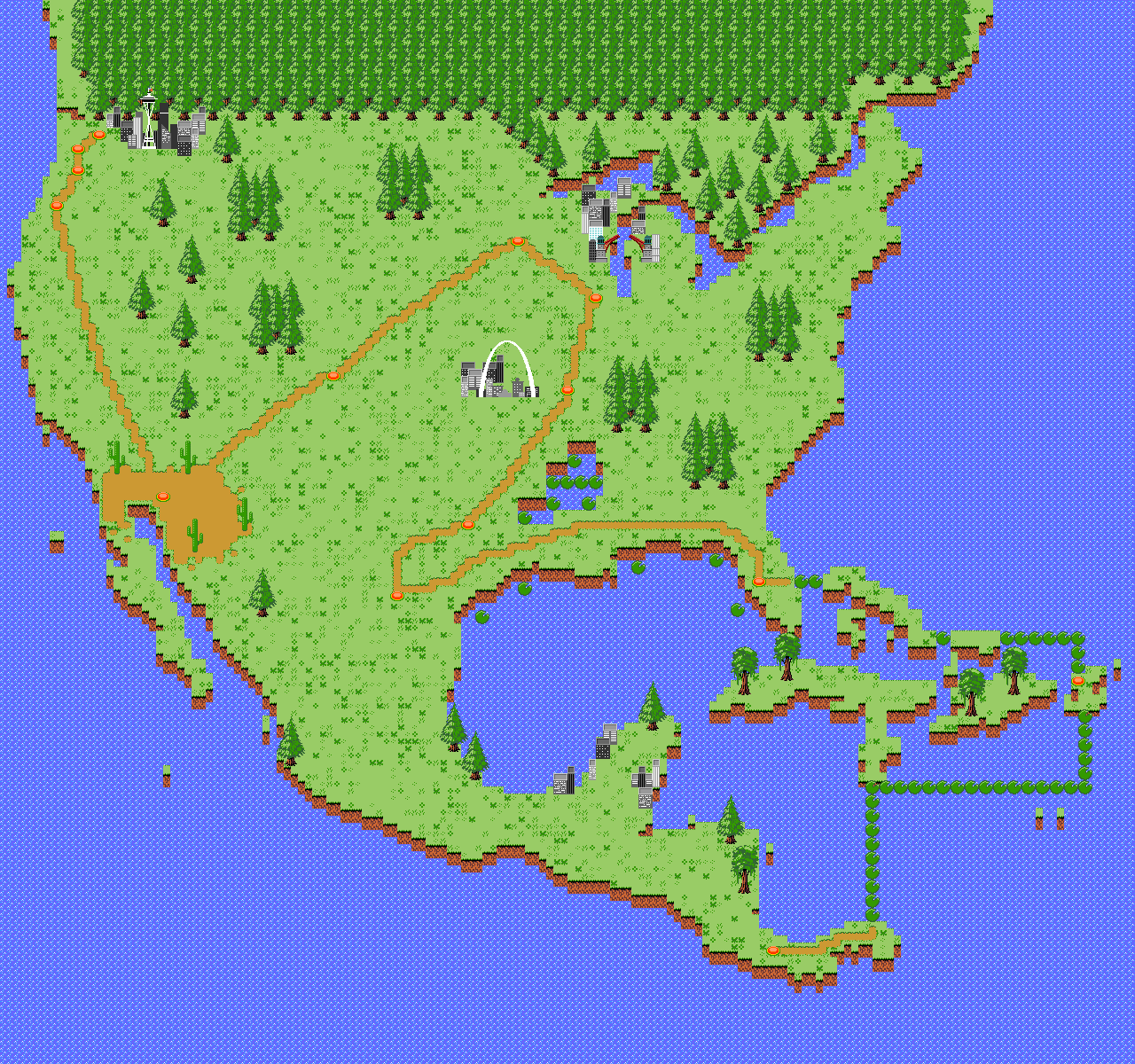 Bird's-eye view of a small game world